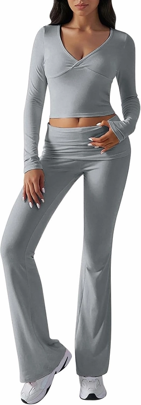 Womens 2 Piece Outfits Sweatsuit Set Quarter Zip Oversized Sweatshirt Wide Leg Sweatpant Fall Set Tracksuit Sweat