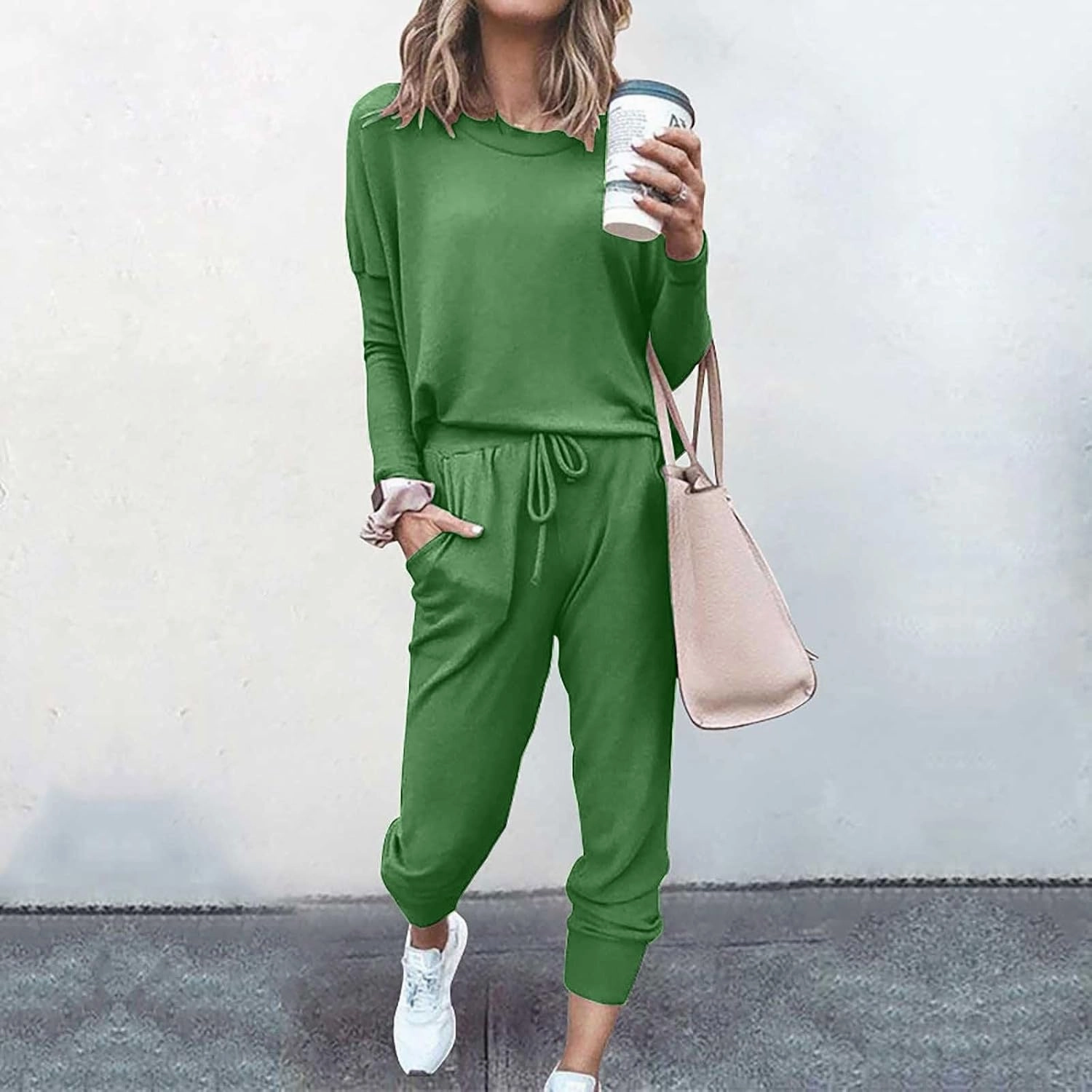 Womens Sweatsuits 2 Piece Set Casual Matching 2024 Travel Trendy Outfits Crewneck Sweatshirts Tracksuit Lounge Sets