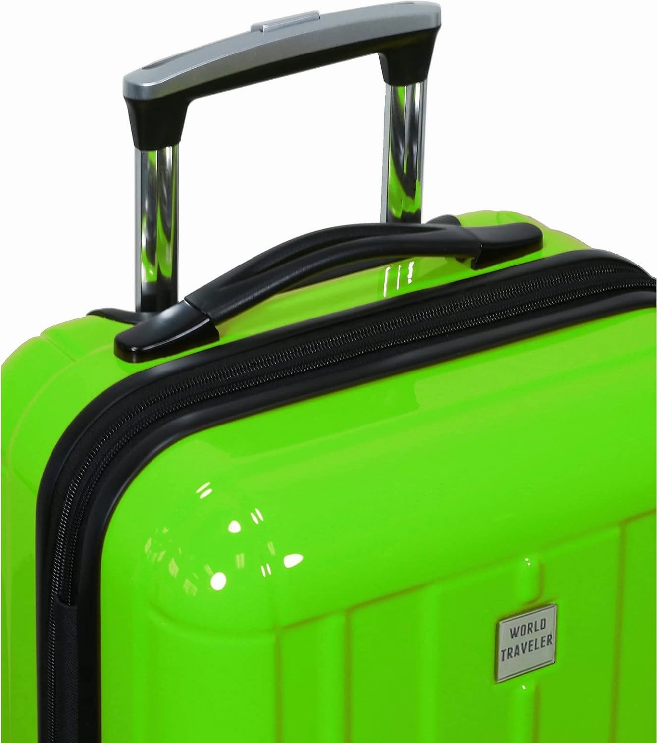 World Traveler Contour Lightweight Polycarbonate Hardside Expandable Spinner Luggage with TSA Lock, Apple Green, 28-inch