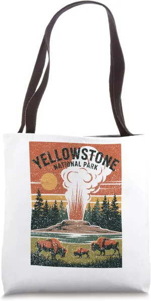 Yellowstone National Park Wildlife Nature Travel Vintage Tote Bag