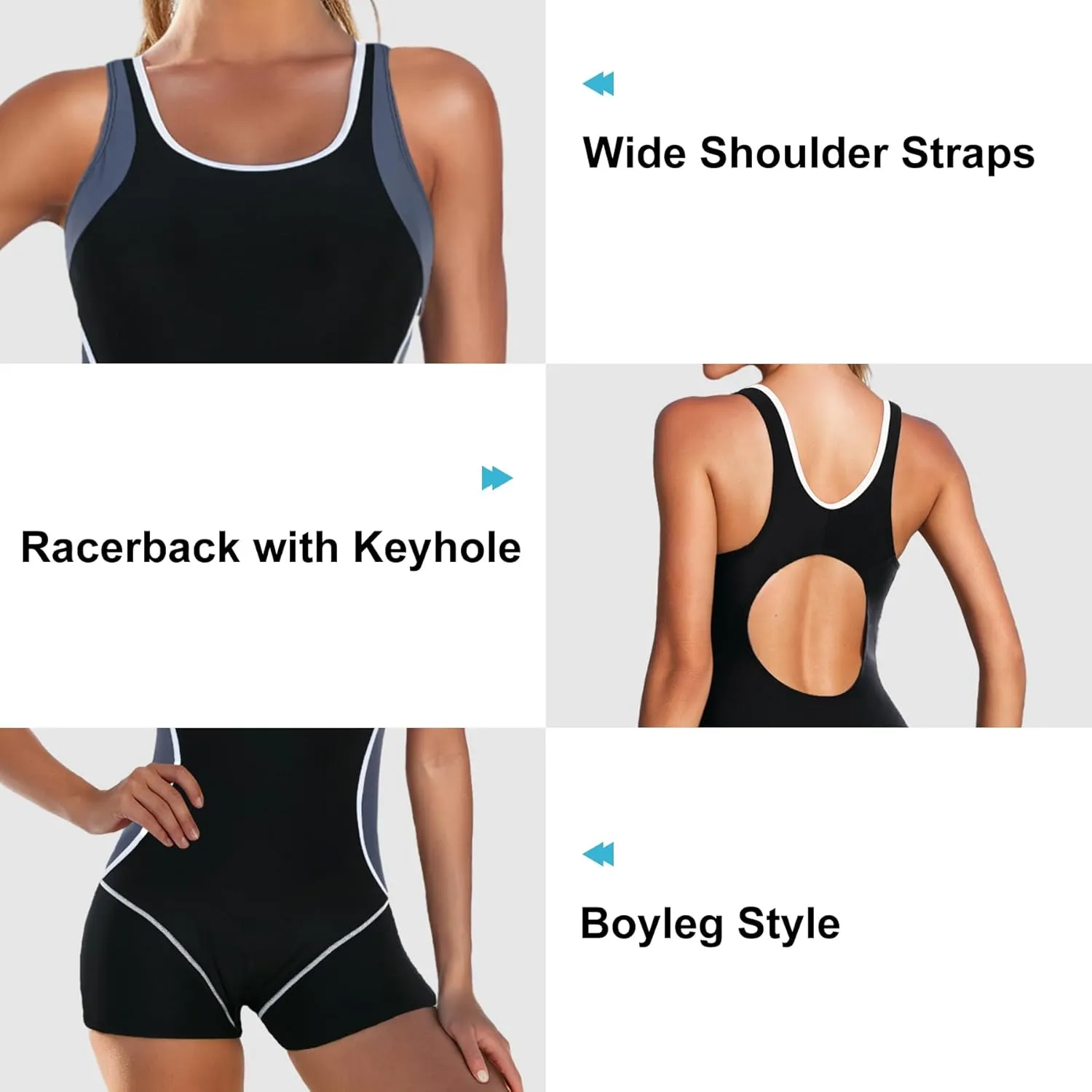 Zando One Piece Swimsuit Women Boyleg Swimsuits for Women One Piece Tummy Control Bathing Suit Sporty Boyshorts Swimwear
