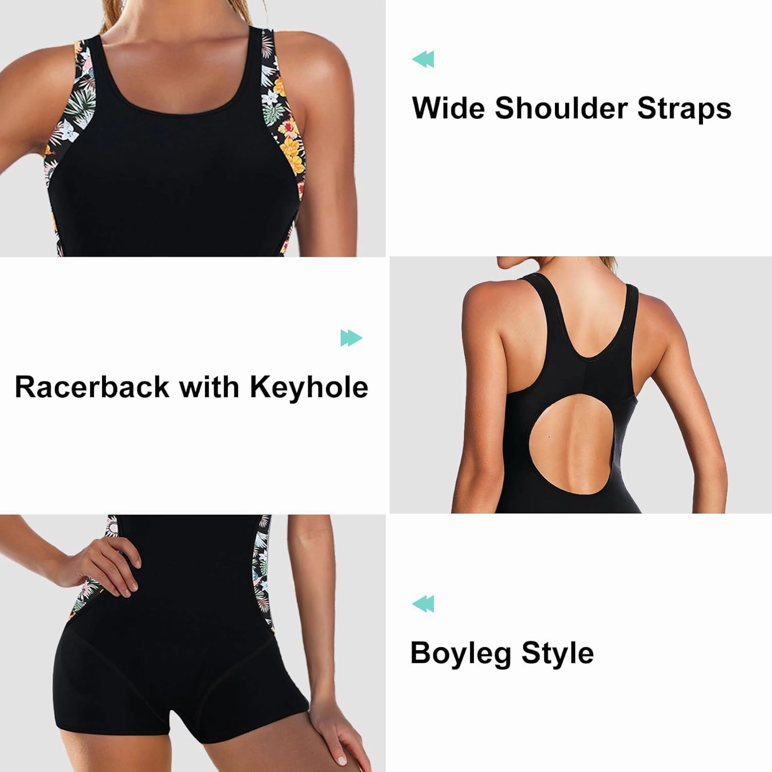 Zando One Piece Swimsuit Women Boyleg Swimsuits for Women One Piece Tummy Control Bathing Suit Sporty Boyshorts Swimwear